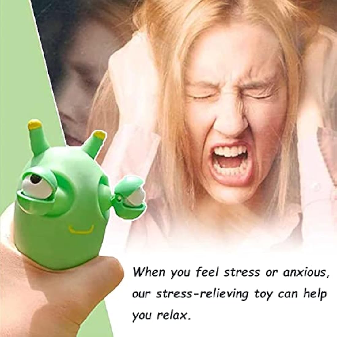 Popping Out Eyes Squishy Squeeze Worm, Funny Grass Worm Pinch Toy Stress Relief Squeeze Animals Novelty Fidget Hand Toy for Christmas Stocking Fillers, Kids & Adults Autistic Birthday Gift
