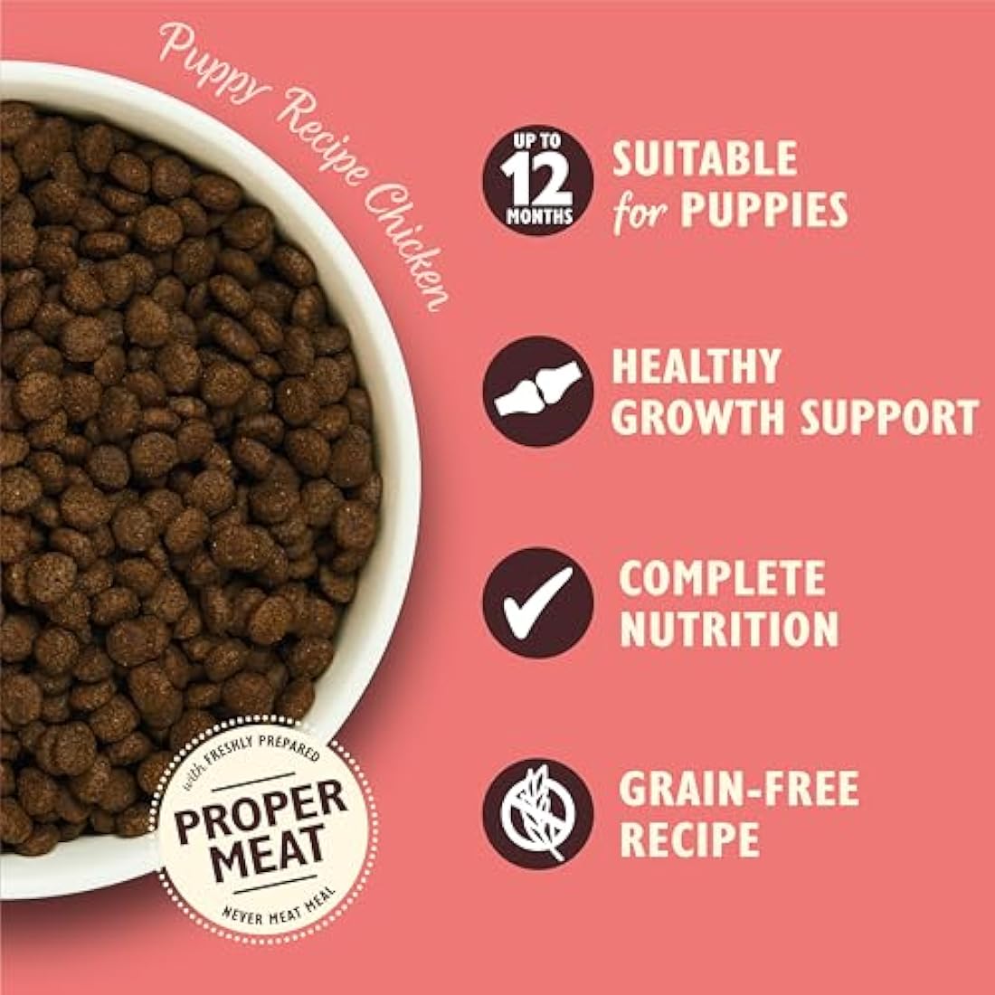Lily's Kitchen Made with Natural Ingredients Puppy Dry Dog Food Chicken, Salmon & Peas Grain-Free Recipe 7kg