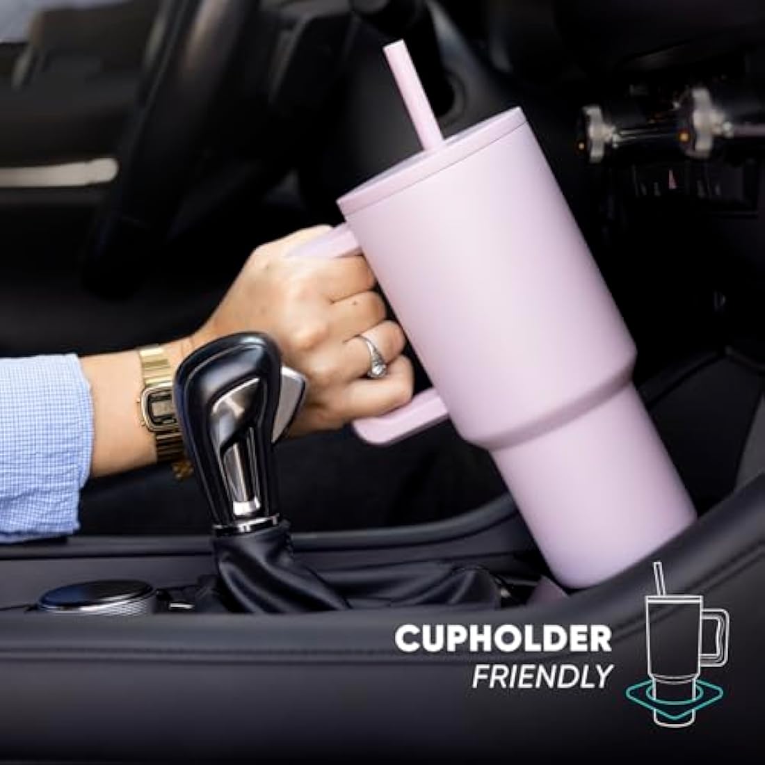 Simple Modern Tumbler 40 oz with Handle and Straw | Insulated Stainless Steel Water Bottle Iced Coffee Cup Travel Mug | Gifts for Women & Men | Trek | 1180ml | Lavender Mist