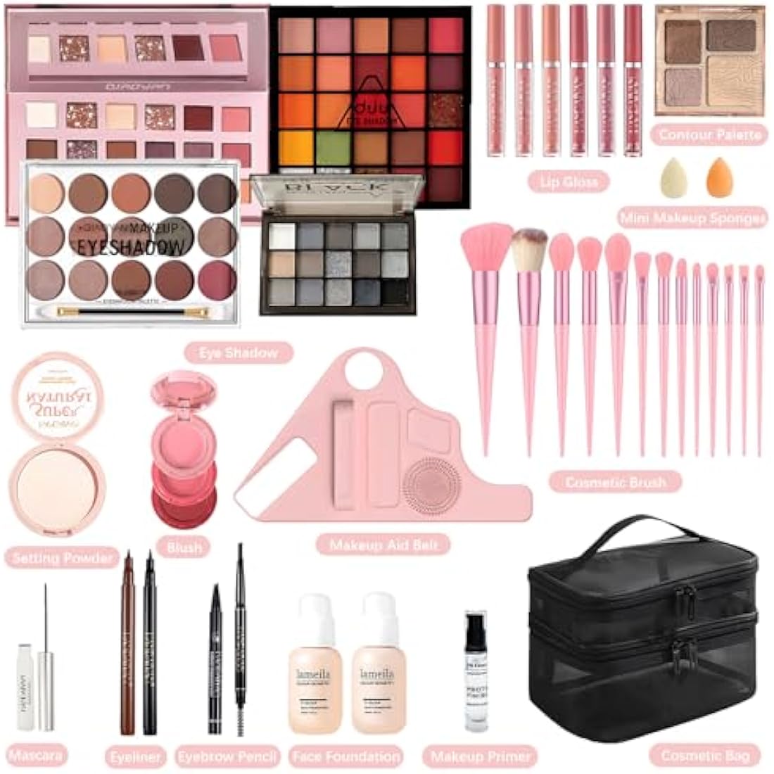 Make Up Set, Makeup Kit for Women, All In One Make up Kit, Makeup Gift Sets for Women Includes Makeup Aid Belt Foundation Eyeshadow Palette Lipstick Eyeliner Mascara Cosmetic Brush