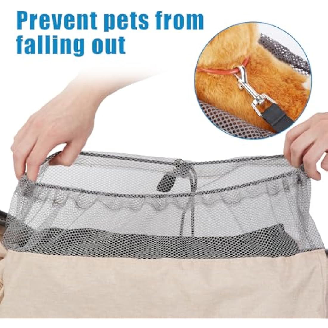 Ownpets Pet Sling Carrier, Fits 6.5 to 9kg Medium Dog/Cat Sling Carrier Reversible and Hands-Free Dog Bag with Adjustable Strap and Pocket Shoulder Pad for Outdoor Travel Hiking, Cream-Colored