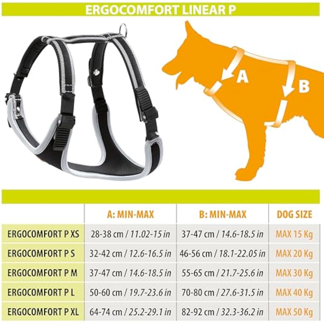 Ferplast Small Size Dog Harness ERGOCOMFORT SMALL, Adjustable Dog Harness, Comfortable, Padded, Double Micro-adjustment Closure, Quick Release, Silver