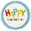 Vibrant Happy Balloon Birthday Round Foil Balloon (45cm) - Perfect for Any Age Celebration, Birthday & Parties - 1 Pc