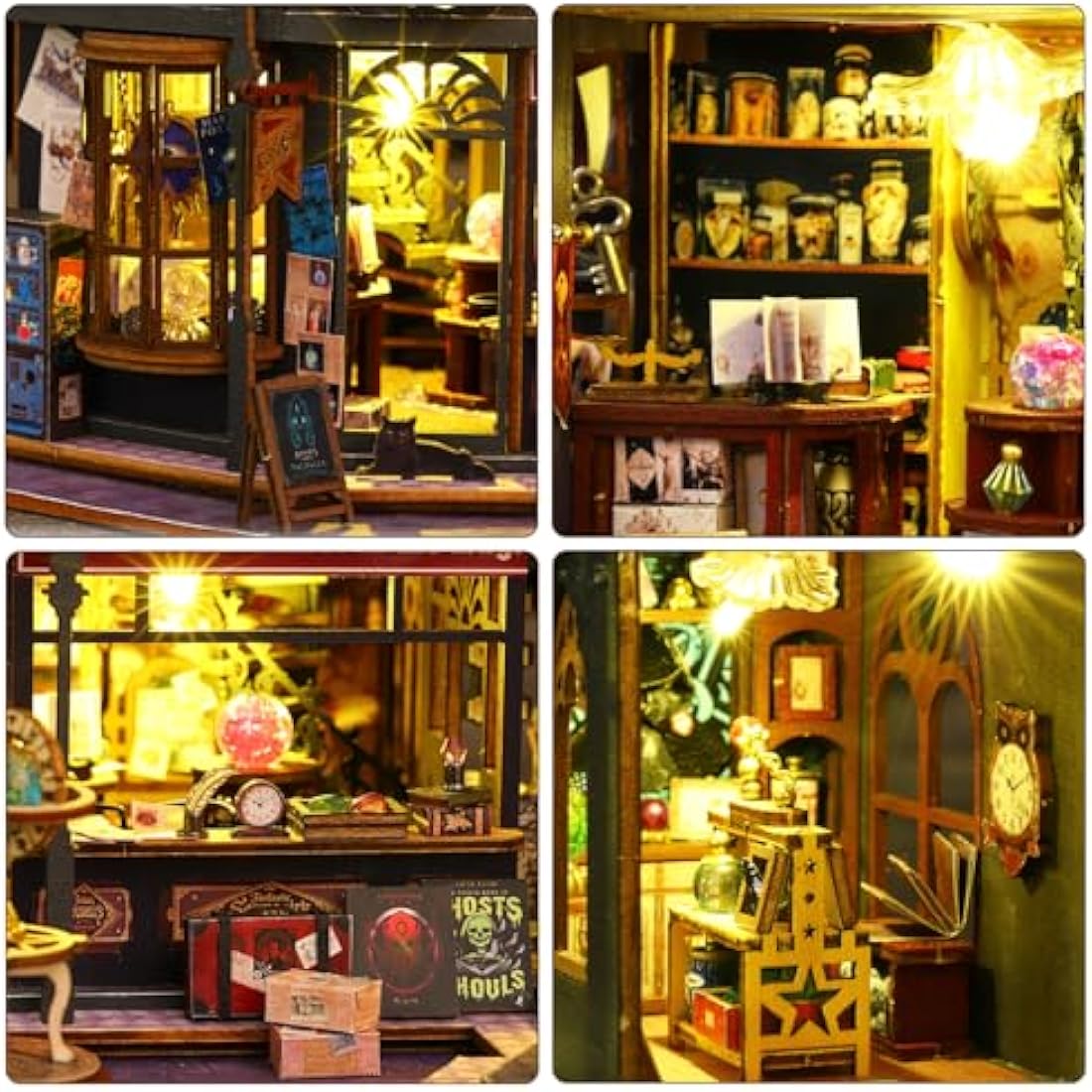 Mostop DIY Miniature Dollhouse Kit, Wooden Dollhouse Kit Miniature House Kit with LED Light,Creative Room Idea for Kids/Adults Magic House DIY Kits (Holo Magic City 2)