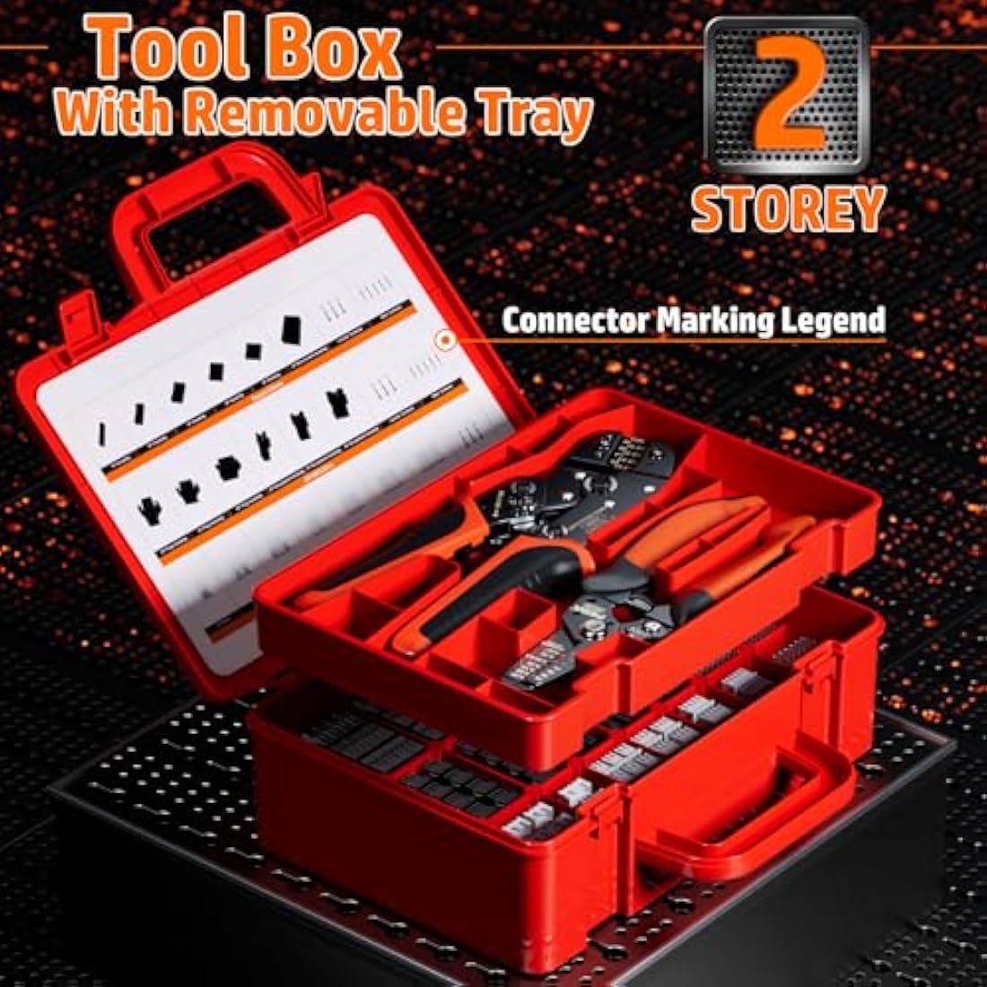 PEBA Crimping Tool Connector Kit, 24 Types Dupont 2.54mm/JST-XH/JST-SM Connectors, Ratcheting Crimper Tool 0.03-0.5mm² for JST(XH/SM/PH/SYP), Dupont, Molex, AMP EI, etc, with Wire Strippers