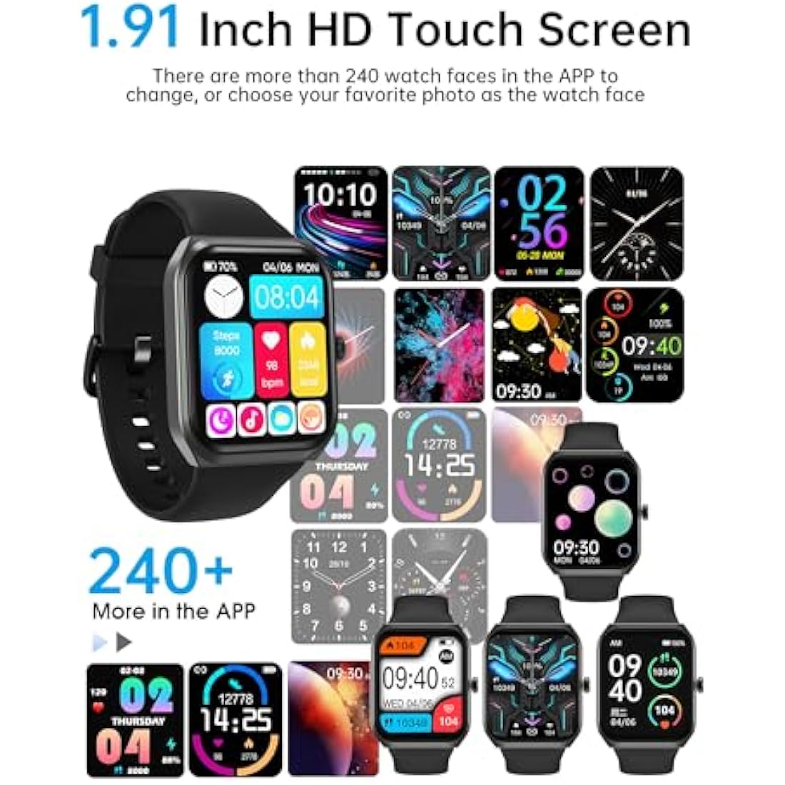 TUYOMA Smart Watch for Men Women -1.91" Fitness Watch with Answer/Make Calls, Step Counter, Heart Rate Sleep SpO2 Monitor, 112+ Sports Fitness Tracker, IP68 Waterproof Smartwatch for Android iOS