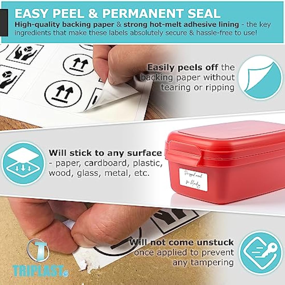 Triplast 100 x Multipurpose A4 Label Sheets - 44 Labels Per Sheet (48 x 25mm Each) - Easy Peel White Labels for Inkjet & Laser Printer - Address Labels, Shipping Labels, File Labels, DIY Stickers