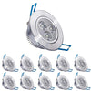 POCKETMAN 220V 3W LED Recessed Ceiling Light Downlights Spotlight,Cool White,280-300 Lumen,(Equivalent 30W) 10 Pack