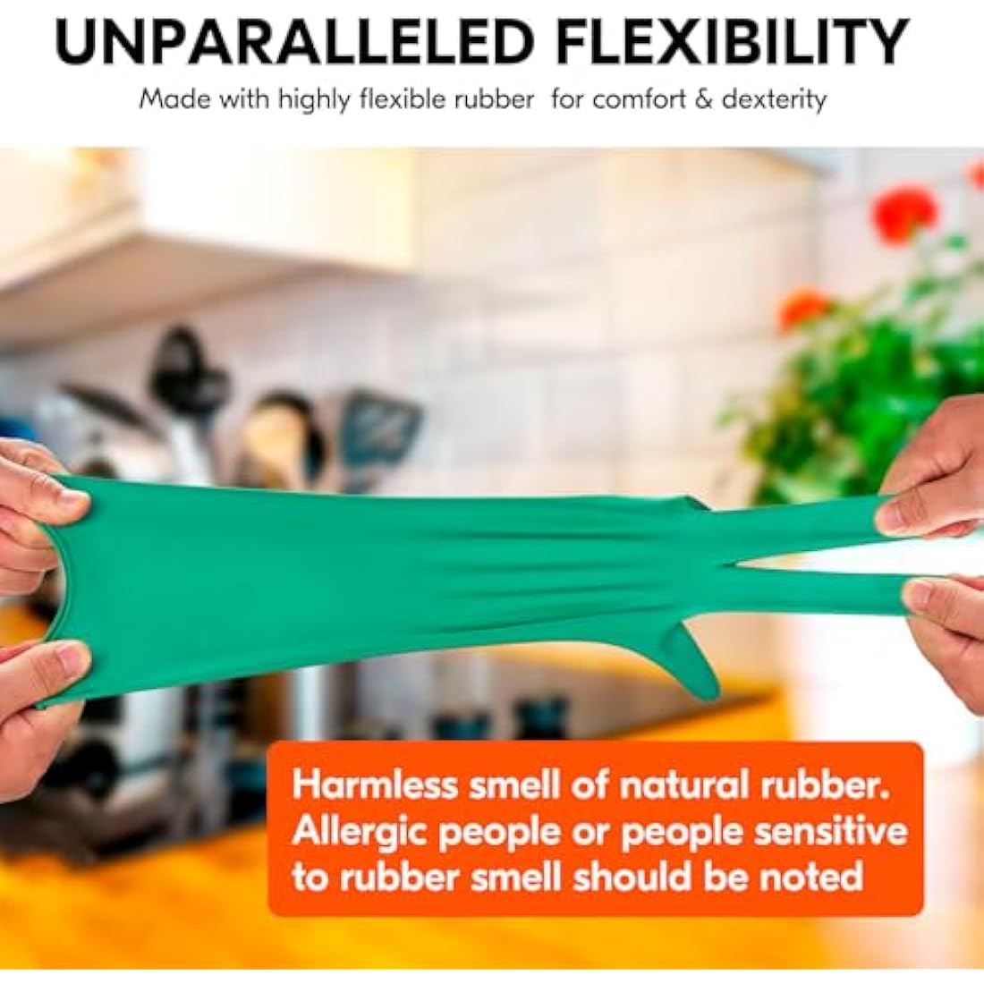 Vgo... Reusable Household Gloves, Dishwashing gloves, Extra Thick, Long Sleeves, Kitchen Cleaning/Painting/Gardening/Pet Care