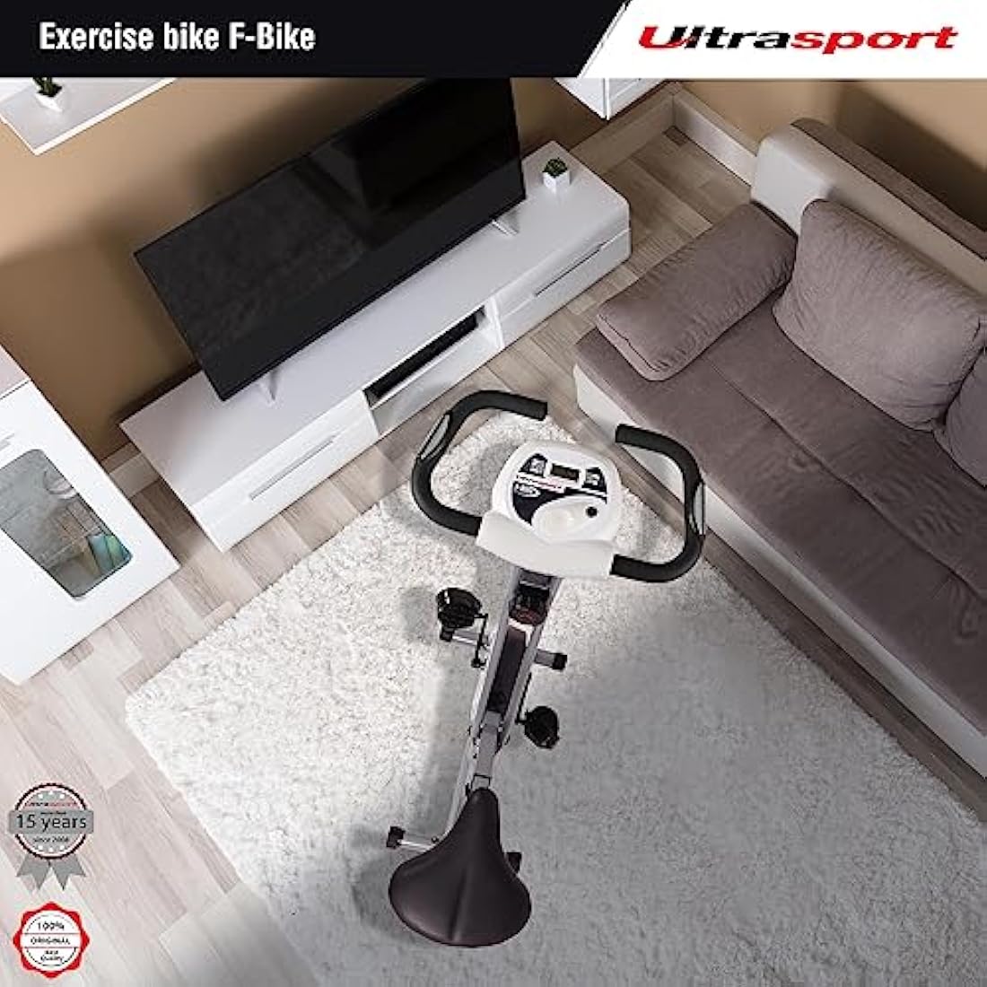 Ultrasport F-Bike Folding Exercise Bike - Extra Silent with Relax Foam Seat and LCD Display - Exercise Bikes for Home Use, Exercise Bike Foldable, Indoor Bike, Stationary Bike