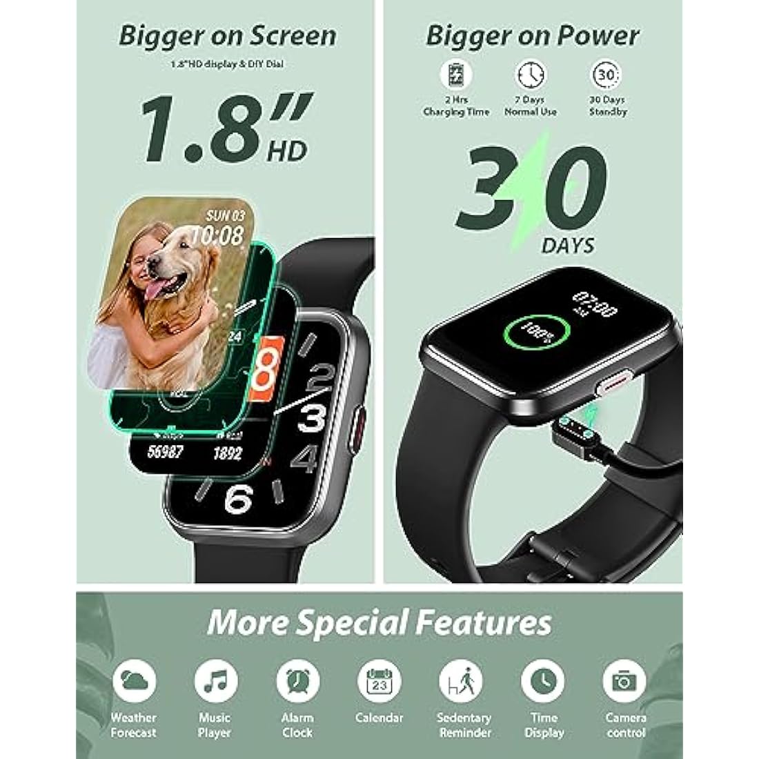Smart Watch for Men Women (Answer/Make Call), Alexa Built-in, 1.8" Touch Screen Fitness Watch with SpO2 Heart Rate Sleep Monitor, 100 Sport, IP68 Waterproof Step Counter Smartwatch for iPhone Android
