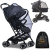Orzbow Universal Baby Mosquito Net for Pushchair,Breathable Pram Fly Insect Bug Net with Two-way Zippers & Storage Bag,Foldable & Stable Protection Cover for Car Seat and Buggy (Black)