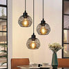 ZMH Industrial Ceiling Pendant Light 3-flame cage vintage hanging lamp retro dining table pendant light in black and gold,3 x E27 max.40 watts, for