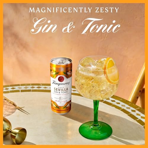 Tanqueray Flor de Sevilla Gin & Tonic | 6.5% vol | 12 x 250ml | Ready to Drink Cans | Bittersweet Taste of Seville Oranges & Tanqueray London Dry Gin | Mixed with Tonic