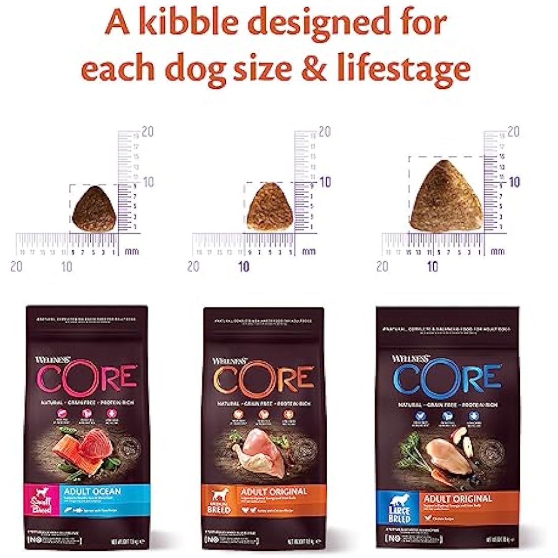 Wellness CORE Adult Ocean, 10kg, Salmon & Tuna, Dry Dog Food for Medium to Large Breeds, Grain-Free, High Fish Content, Protein-Rich, Supports Healthy Skin & Shiny Coat