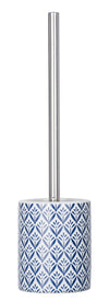 WENKO 23207100 Toilet brush Lorca - Toilet brush holder combined with toilet roll holder, Ceramic, 10 x 39 x 10 cm, Blue