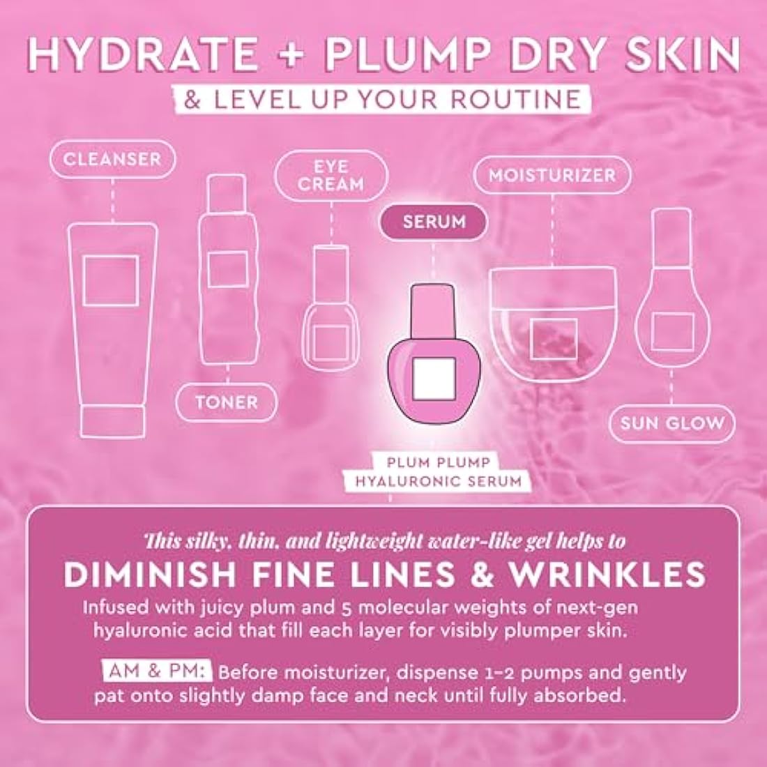 Glow Recipe Plum Plump Hyaluronic Acid Skin Care Serum - Hydrating Skincare + Face Serum for Women & Men with Antioxidant Plum + Vitamin B5 to Repair Skin Barrier & Lock-In Facial Hydration (30ml)