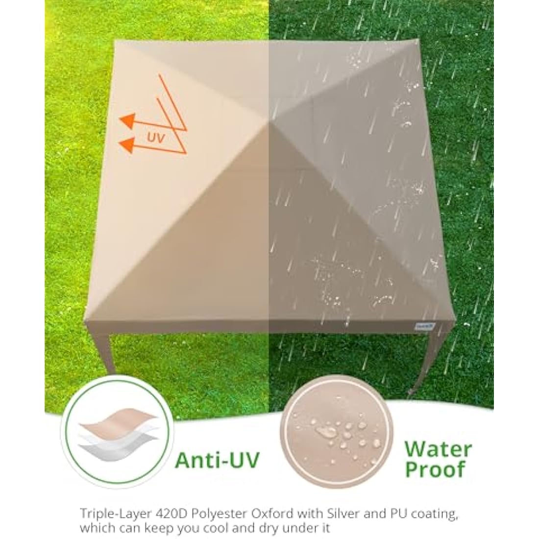 Quictent Pop Up Canopy Gazebo with Removable Sidewalls, Adjustable Height Event Shelter, 3x3m (10x10ft) Portable Tent for Garden Party, Camping, Beige