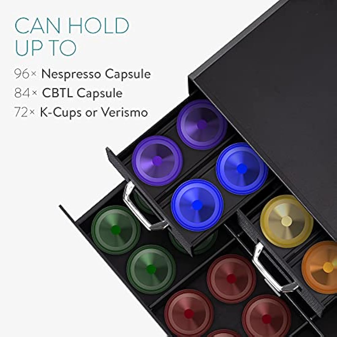 Navaris Coffee Pod Holder with 4 Drawers - Compatible with Nespresso, CBTL, K-Cups, Verismo - Capsule Storage Organiser 2-Tier Container Box - Black
