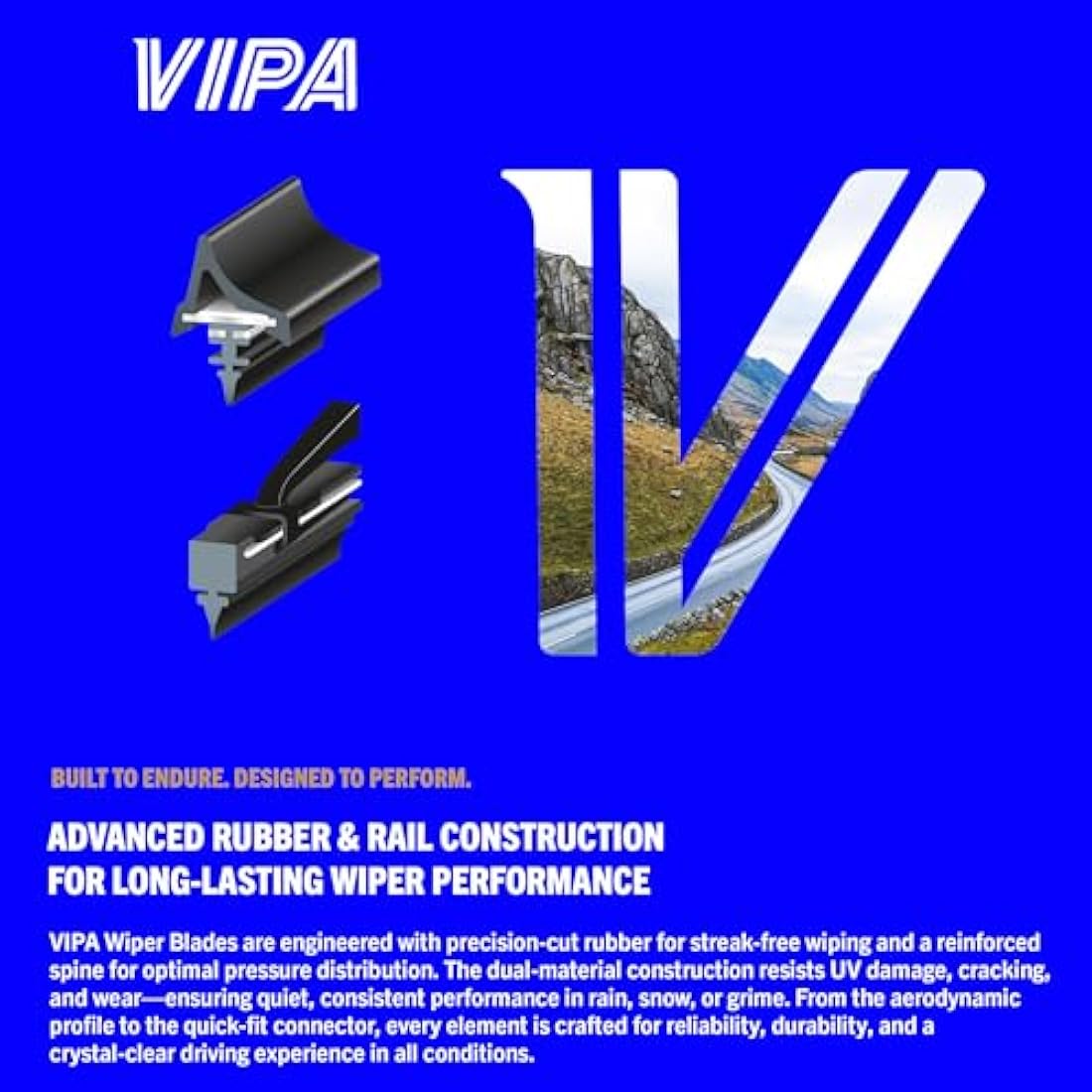 Vipa Car Parts Premium Rear Wiper Blade | Fits: TOYOTA RAV 4 MK2 SUV (Jan 2000 to Dec 2006) | All-Weather Performance | Durable, Streak-Free Rear Wiper | Easy Installation