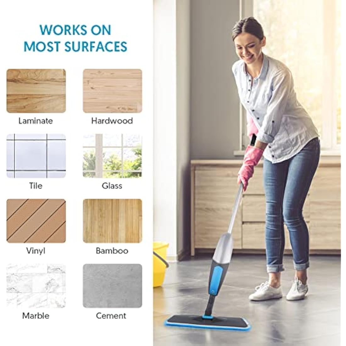 Mop Pads, ILAVCOOL 6 PCS Microfiber Mop Cleaning Pads Replacement Mop Pads Suitable for Wet and Dry Mops and All Spray Mops & Reveal Mops Washable