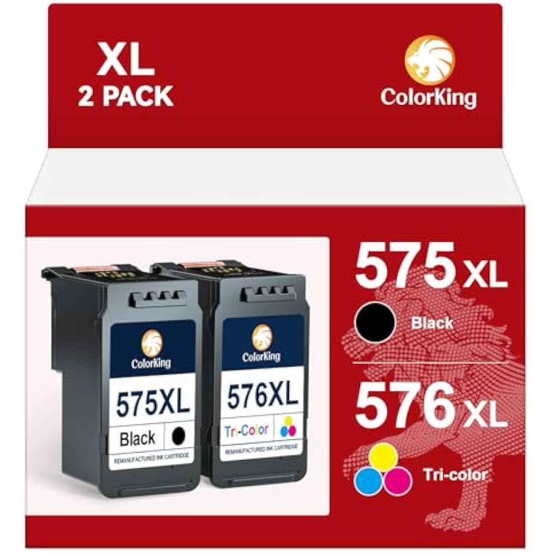 ColorKing PG-575 XL CL-576 XL Replacement for Canon 575 576 Ink Cartridges for Canon for PIXMA TS3550i TS3551i TS3750i TS3751i TS3752i TR4750i TR4751i TR4755i TR4756i (1 Black, 1 Tri-Colour)