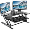 VIVO 91 cm Height Adjustable Stand Up Desk Converter, V Series, Quick Sit to Stand Tabletop Dual Monitor Riser Workstation, Black, DESK-V000V