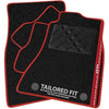 Car Mats FOR Volkswagen Golf MK7 2013-2020 Black Carpet - Red Leather - Red GTI Stripe on Driver - Black Rectangle Heel Pad [SAPP-1478]