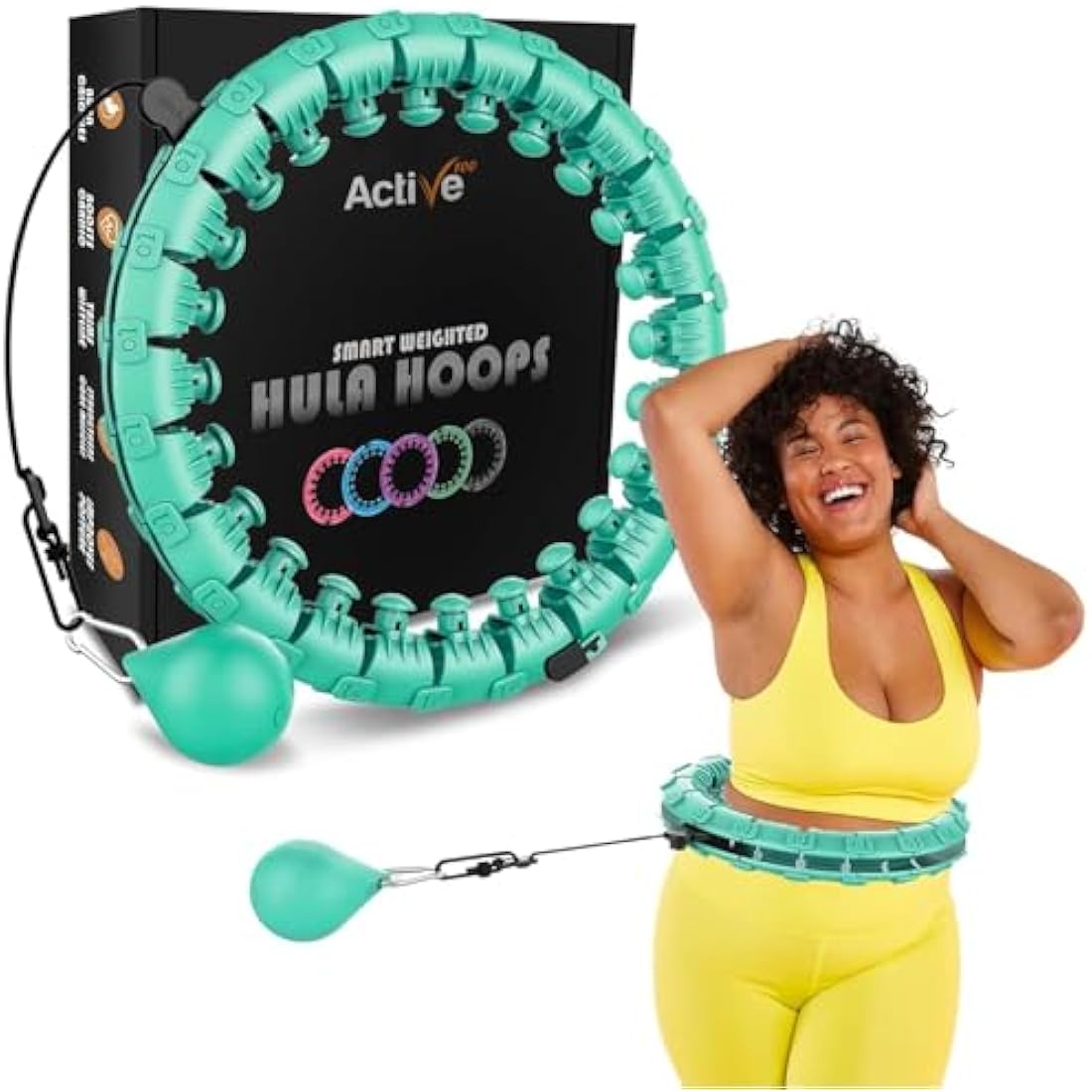 K-MART Smart Hula Ring Hoops, Weighted Hula Circle 24 Detachable Fitness Ring with 360 Degree Auto-Spinning Ball Gymnastics, Massage, Adult Fitness for Weight Loss