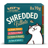 Lily's Kitchen Natural Adult Wet Cat Food Tins - Shredded Fillets Multipack - Complete Grain-Free Recipes, Pack of 4 (8 x 70g)