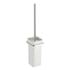 TATAY Wall mounted toilet brush holder, in white ceramic , support, handle and lid in aluminium Square shape design. Measures 9x10,5x41 cm. Double