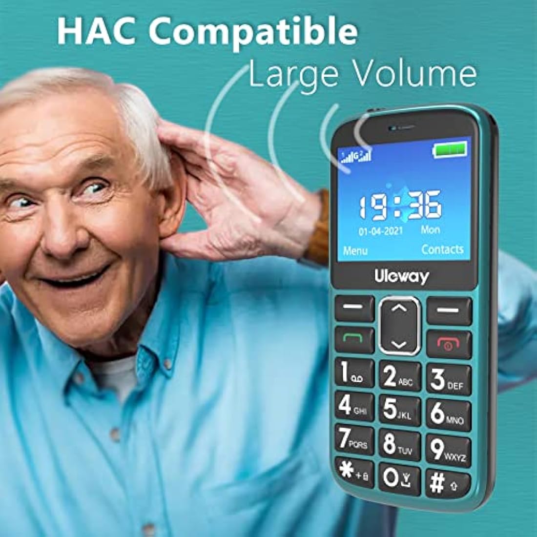 uleway Big Button Mobile Phone for Elderly Easy to Use Basic Cell Phone Dual Sim Free Unlocked Senior Mobile Phone with SOS Emergency Button Charging Dock Hearing Aid Compatible (HAC)