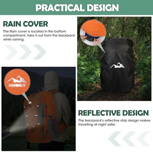 NUBILY Hiking Backpack 50L Waterproof Camping Backpack with Large Shoes Compartment and Wet Pocket Rucksack for Men Women Camping Backpack Lightweight Travel Backpack for Outdoor Sports
