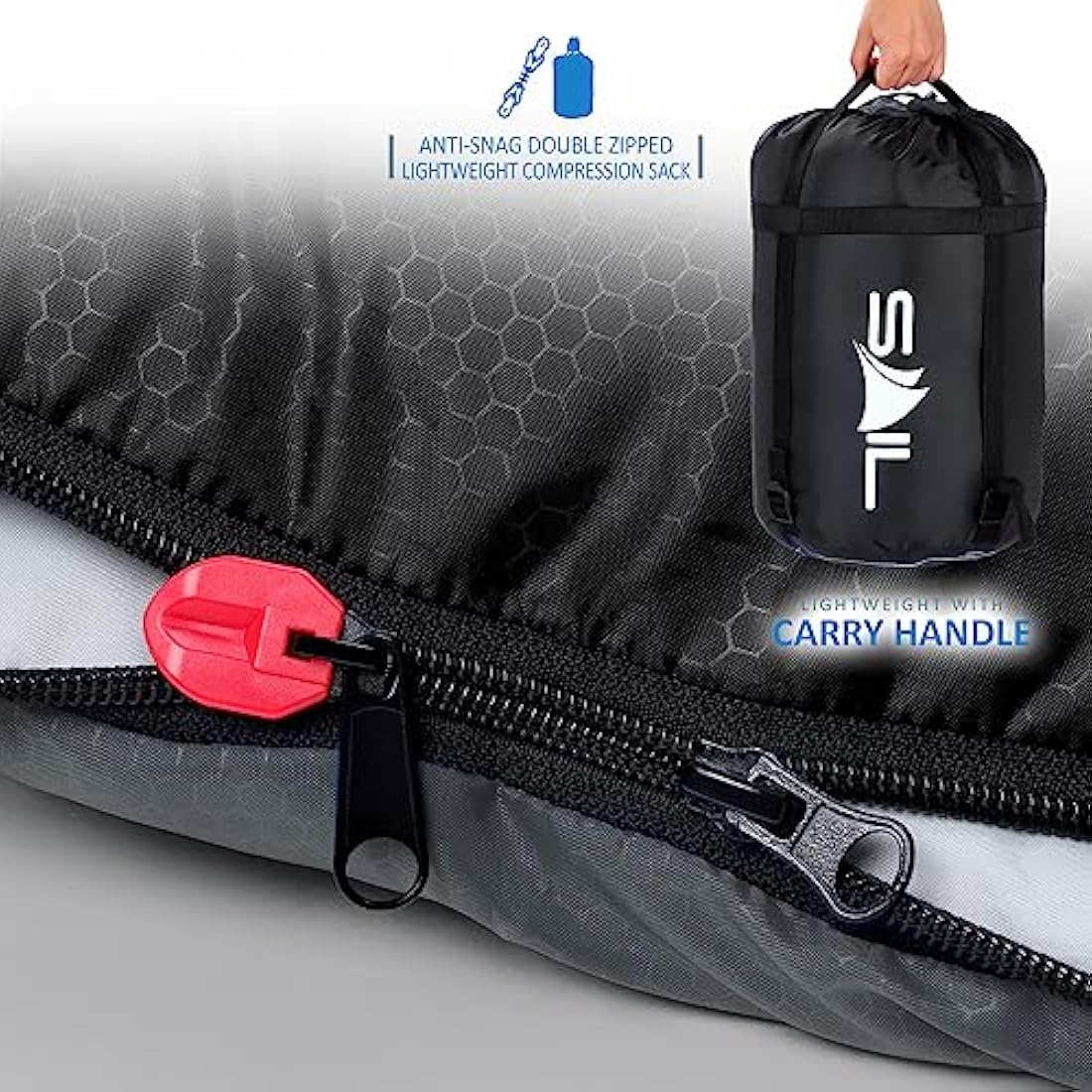 SAIL XL Sleeping Bag Extra Wide for Big & Tall Person 3-4 Season 1.6KG - 2.7KG Lightweight,Waterproof Indoor & Outdoor Use for Adults for Hiking, Backpacking and Camping
