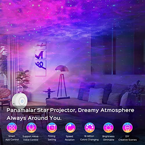 PANAMALAR Star Projector, Smart WiFi Galaxy Light Projector with LED Nebula Cloud/Support Alexa/APP Control/Timer Setting, 360Rotation Night Light