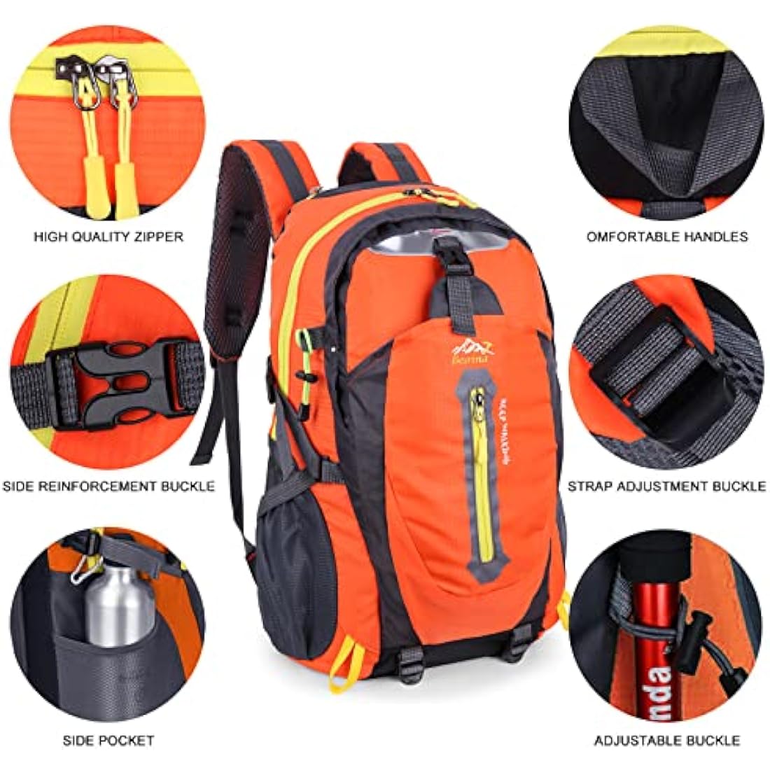 Besrina 40L Lightweight Hiking Backpack, Multi-functional Water-resistant Casual Camping Trekking Rucksack for Cycling Travel Climbing Mountaineer Outdoor Sport