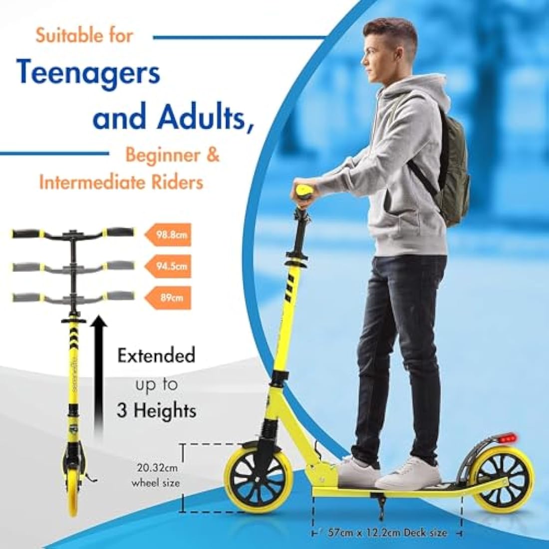 SereneLife, Kick Scooters, Scooter, Kids Scooters, Scooter for Kids Ages 8-12, Girls Scooter, Boys Scooter, Stunt Scooters for Teenagers 11-15, Folding Kick Scooter, Adult Scooters with Big Wheels