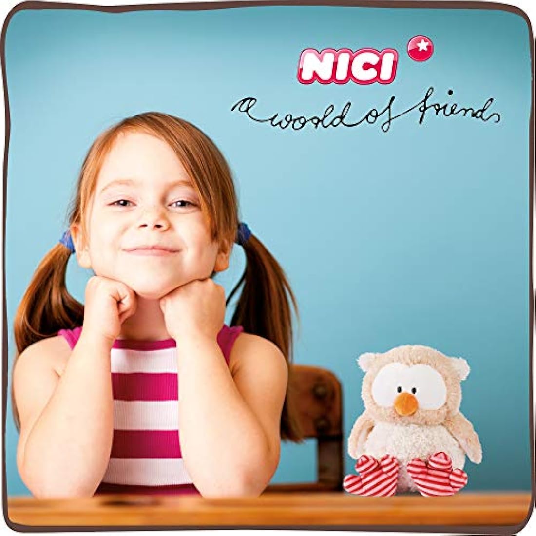 Nici 46096 Girl Cuddly Toy Owl Owluna with turnable Head 35cm, Beige/Pink, 35 cm