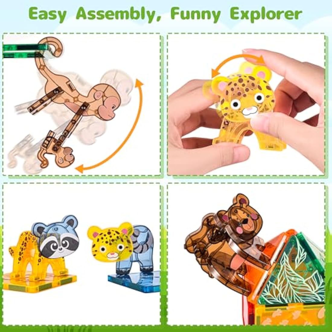 Magnetic Tiles Travel Set, Figures & Animals Toys for Kids,STEM Magnet Building Cubes Montessori Construction Toddler Toys for 3 4 5 6 7 8 9 Year Old,Birthday Gifts,Toddlers,Autism children,Girls,Boys
