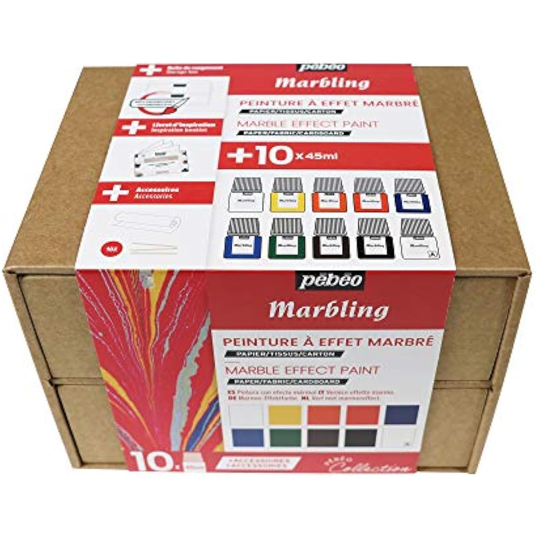 Pebeo 758495 MARBLING Collection Set, Assorted 10X45ML