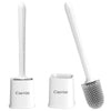 Canvint Silicone Toilet Brush and Holder Set, 2 Pack - Dead Corner Deep Cleaning With Quick Drying Holder, Flexible No-Slip Long Plastic Handle