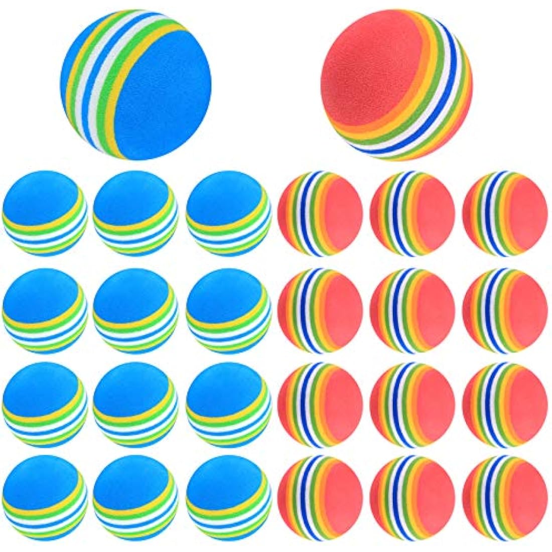 Xiaomoyu 26 Pcs Sponge Practice Golf Balls Training Balls, Rainbow Soft Foam Garden Golf Ball for Indoor, Outdoor Practice - Red/Blue