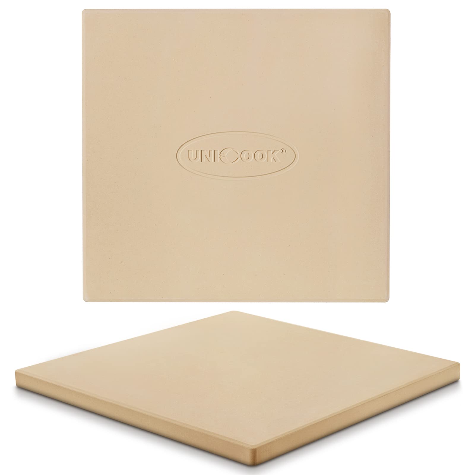 Unicook Square Pizza Stone 30.5cm, Heavy Duty Ceramic Baking Stone for Oven, BBQ and Grill, Ideal for Making Crisp Crust Pizza, Bread, Cookies and