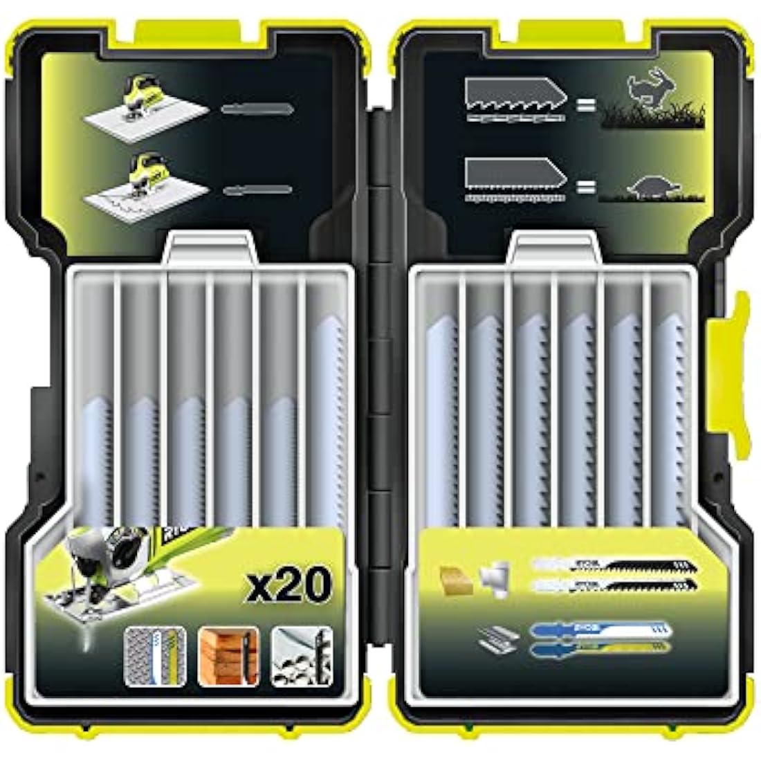 Ryobi RAK20JB Jigsaw Blade Set for T-Shank Jigsaws, 20 Piece