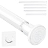 White Shower Curtain Bar Without Drills Adjustable Curtain Rods 71-199cm Non-Slip Telescopic Curtain Clamping Rod Stainless Steel Clamping Rod for