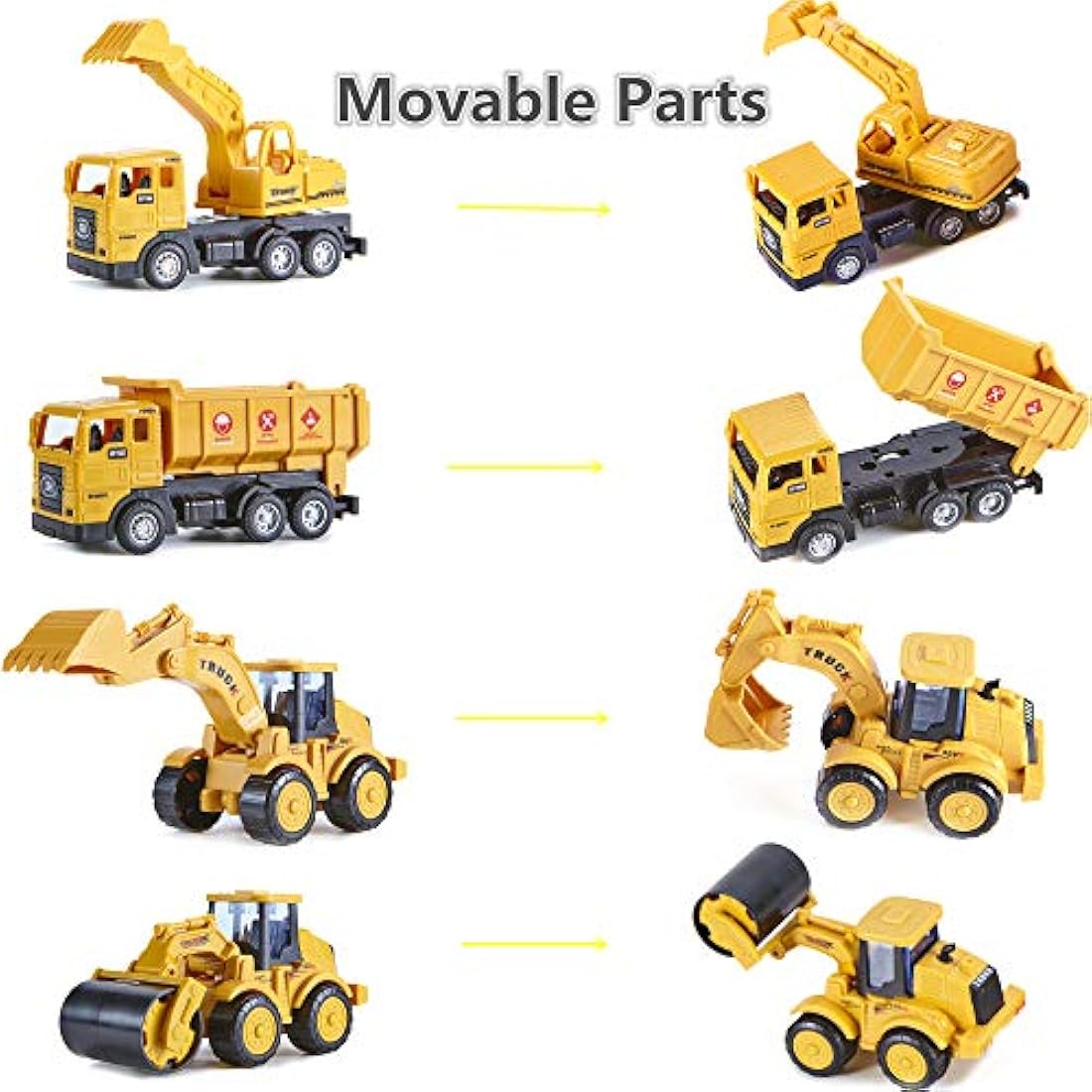 Yetech 7-1n-1 Construction Vehicles Toys Set with Play Mat - 7 Sturdy Engineering Trucks Toys, 27.6 * 31.5inche Play Mat, Christmas Birthday Gift for Toddlers Boys 3 4 5 6 7 Years Old