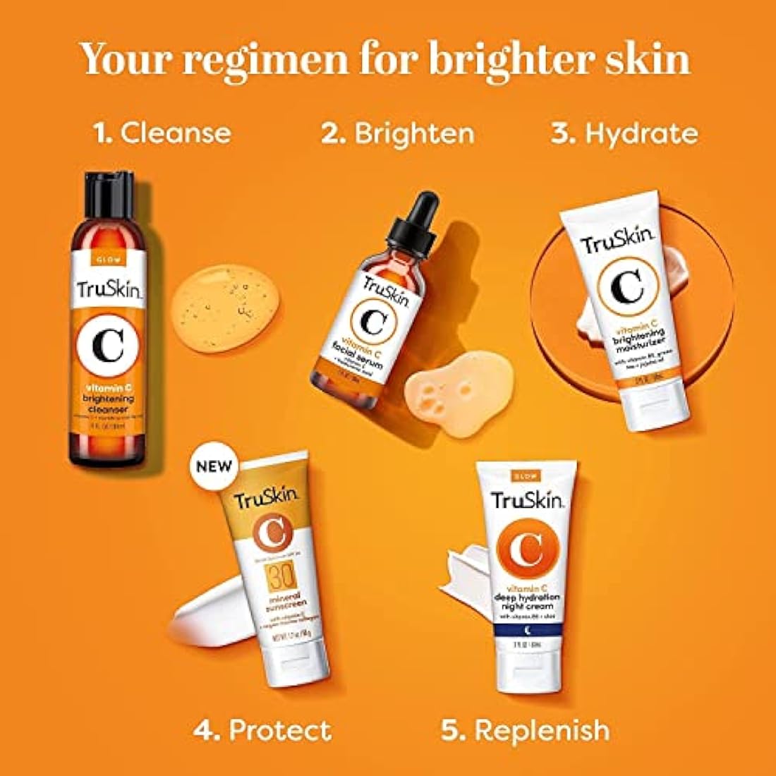 TruSkin Vitamin C Serum for Face – Anti Aging Face Serum with Vitamin C, Hyaluronic Acid, Vitamin E – Brightening Serum for Dark Spots, Even Skin Tone, Eye Area, Fine Lines & Wrinkles, 2 Fl Oz 60 ml