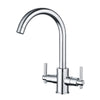 Funime? Kitchen Taps Dual Lever Kitchen Sink Mixer Tap 1 Hole Stainless Steel Monobloc Sink Taps Traditional 360 Swivel Spout Chrome Double Handles