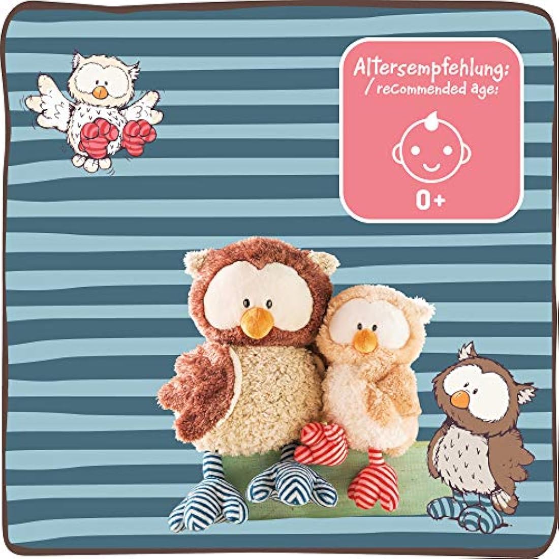 Nici 46096 Girl Cuddly Toy Owl Owluna with turnable Head 35cm, Beige/Pink, 35 cm