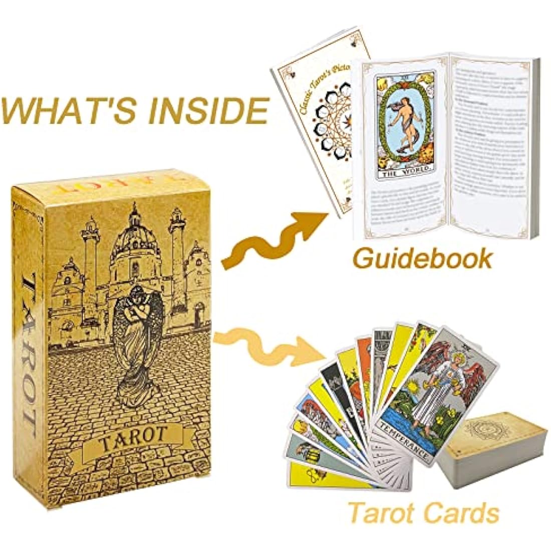 IXIGER Tarot Cards Deck,78 Tarot Cards Deck with Guidebook Set for Beginners and Experts,Classic Tarot Card Set,Durable Tarot Cards, Standard Size 4.75" x 2.76",Future Telling Game.